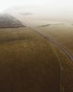 Asphalt roadway in foggy weather
