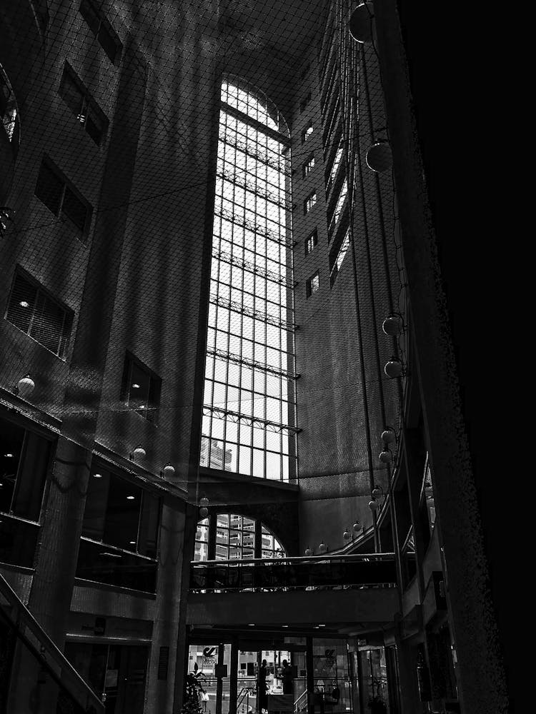 Black And White Photo Of A Georgian Terrace Hotel Entrance, Atlanta, USA 