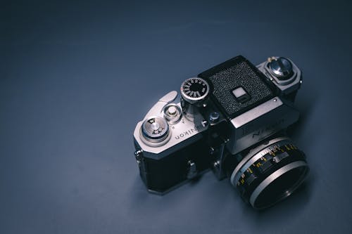 Black and Silver Camera in Close-Up Photography