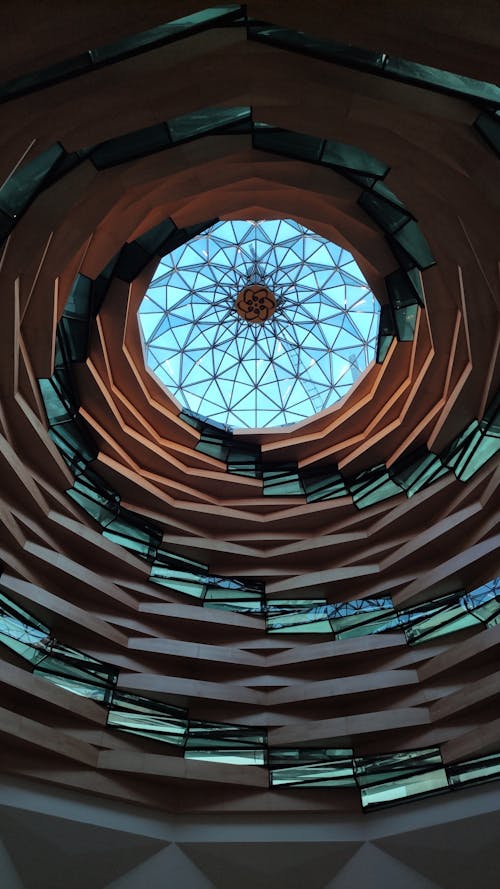 A Spiral Geometric Designed Glass Ceiling