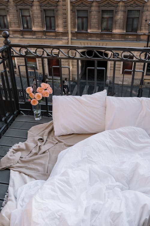 Free An Improvised Bed on the Balcony Stock Photo