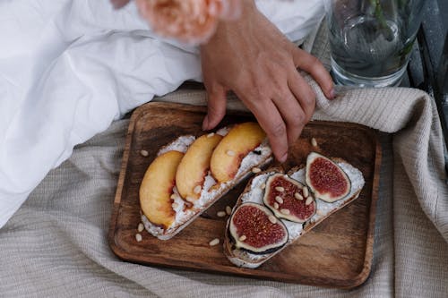 Toast Topped with Fruit Slices