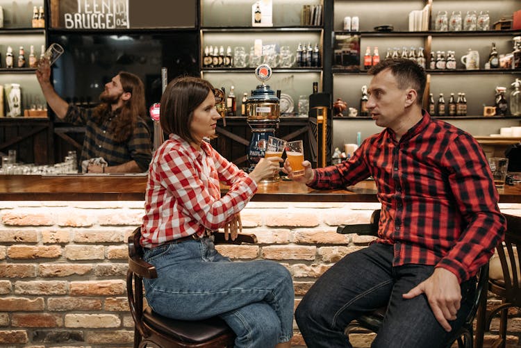 Man And Woman Having A Toast