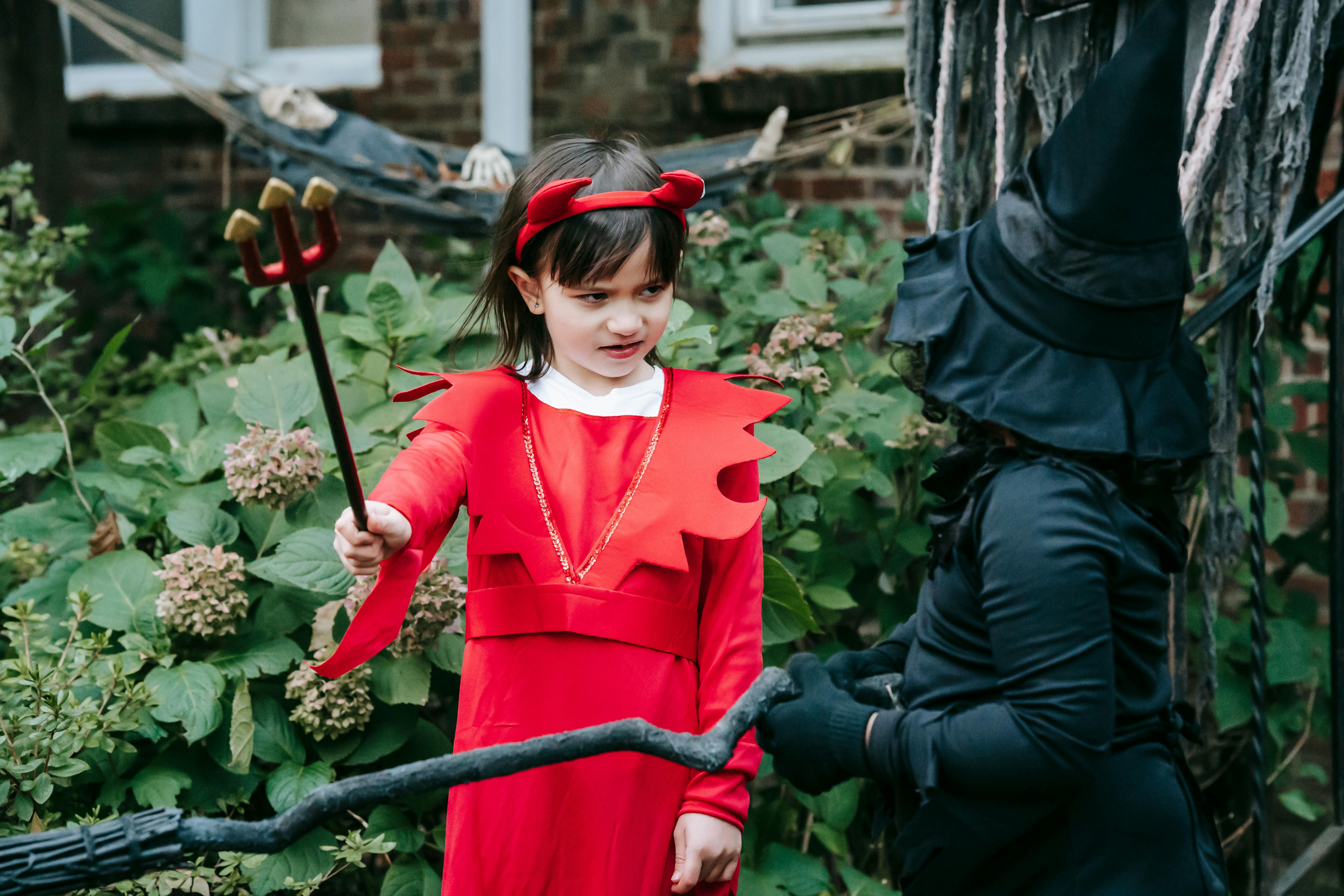 little girls in costumes on halloween