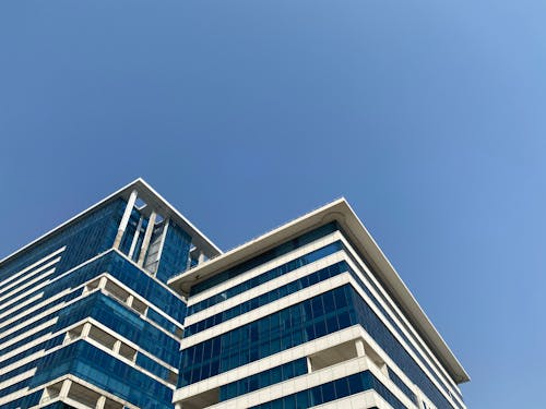 Blue and White Concrete Building