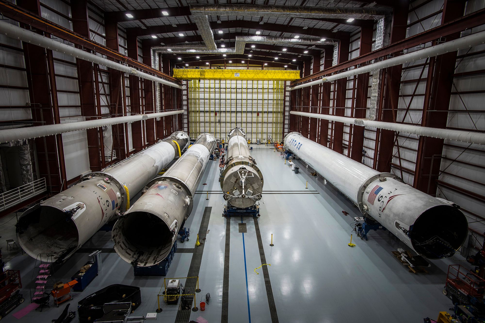 Aerospace assembly components in a manufacturing facility