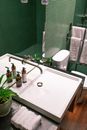 White Ceramic Sink With Stainless Steel Faucet