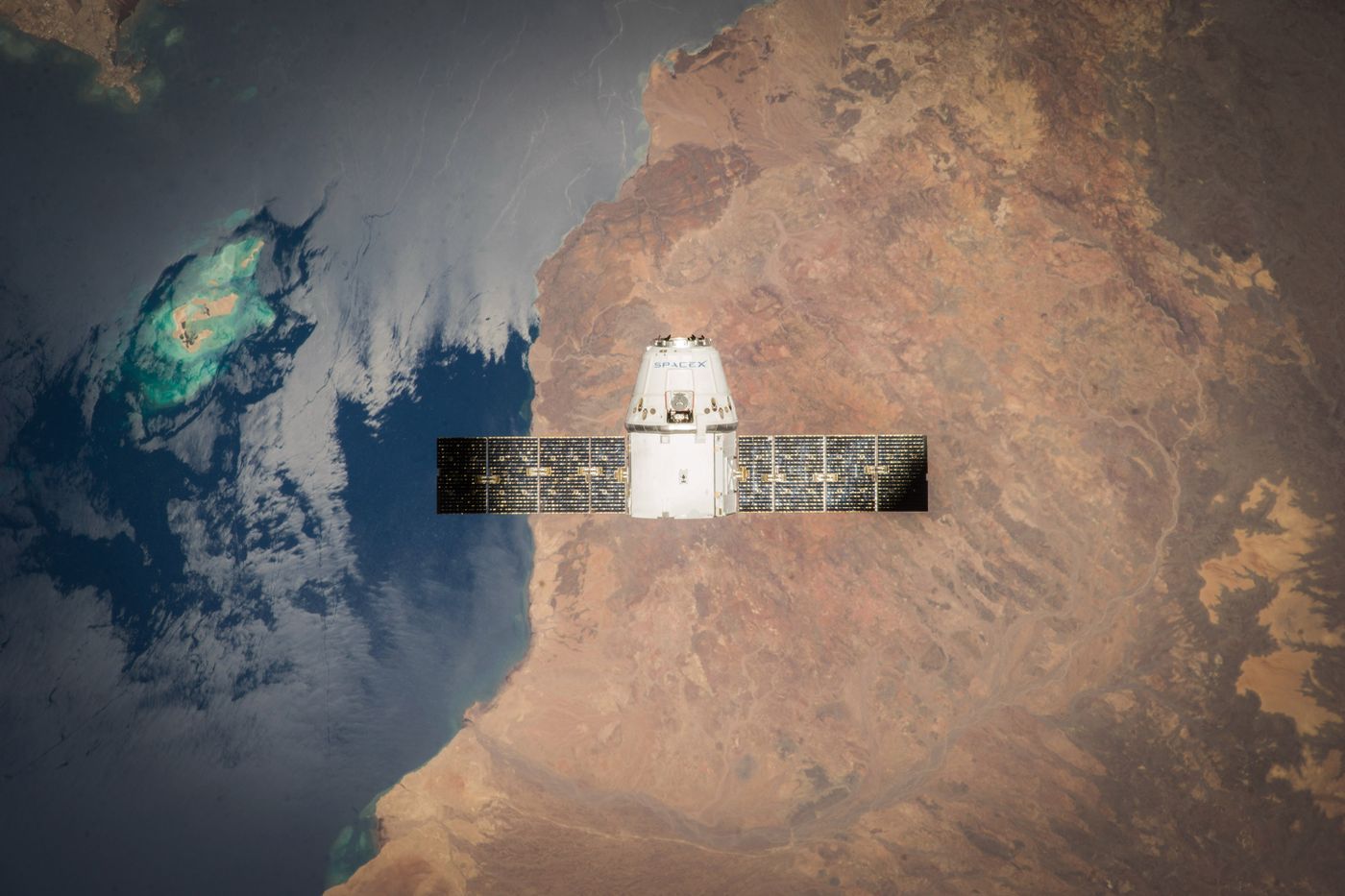 A satellite passing over the earth