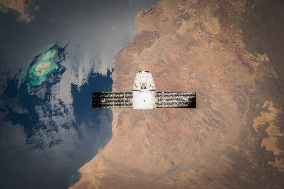 space station interior with futuristic technology and lights