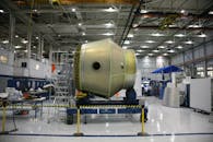 Rocket factory during assembly of new spaceship