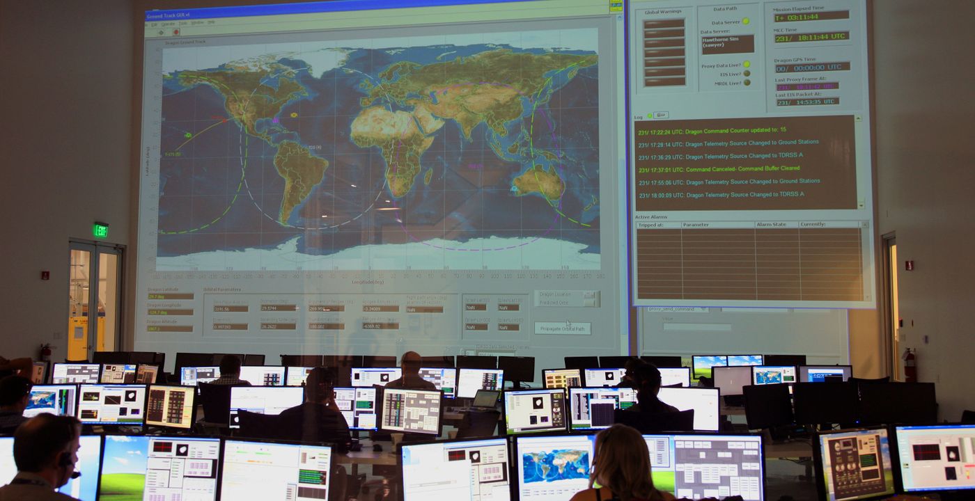 A control room with operators monitoring live dashboards