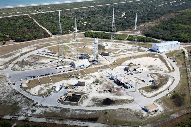 Spaceport Ready To Launch Rocket On Sunny Day