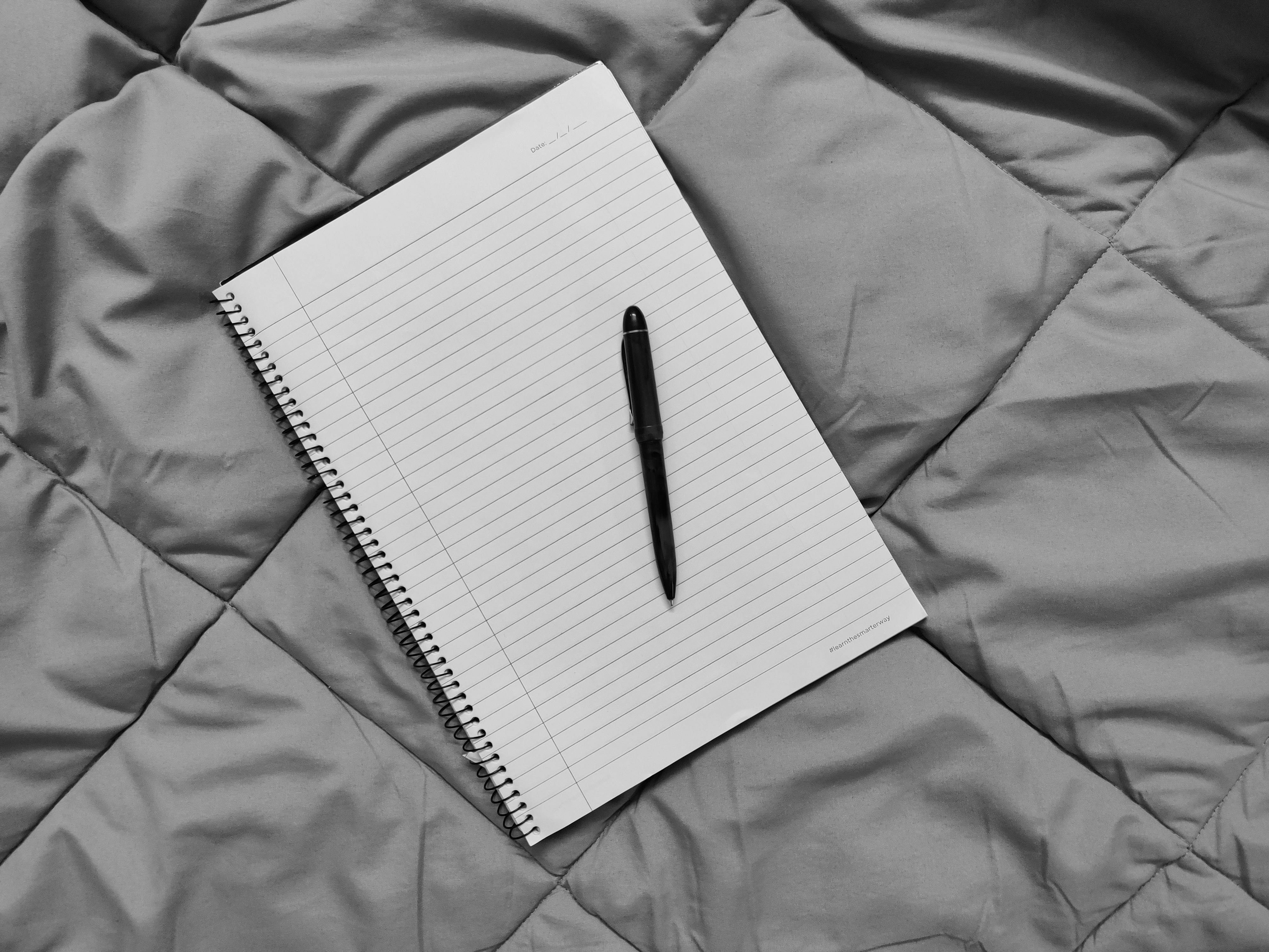Download free image of Blank plain white notebook page with a pen by Kut  about blank paper…