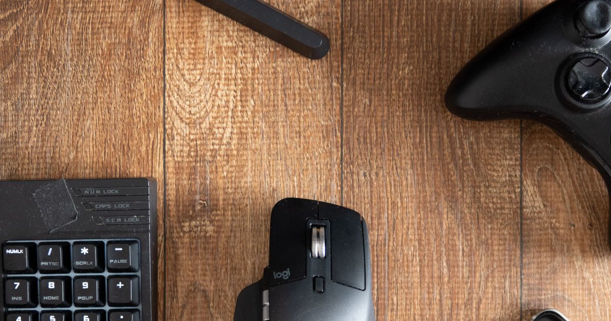 Set of modern gadgets on a table