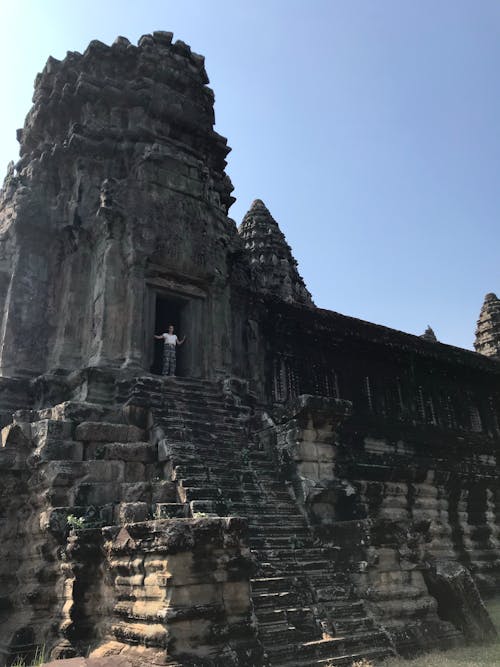 Woman on Ancient Temple Steps 