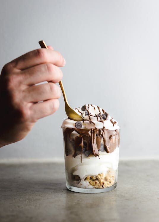 Close-Up Shot of a Glass of Chocolate Smoothie