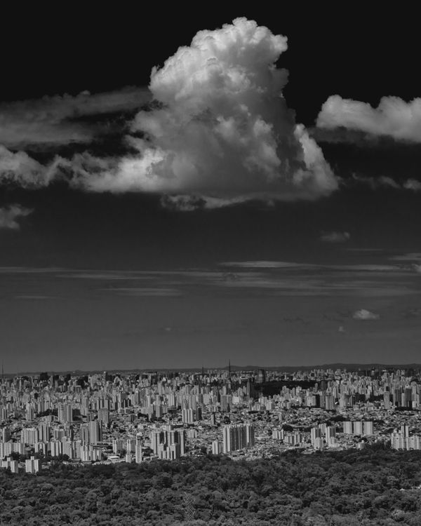 Cityscape with a Big Cloud Over It · Free Stock Photo