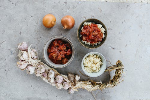 Chicken Curry with Rice with Garlic and Onions 