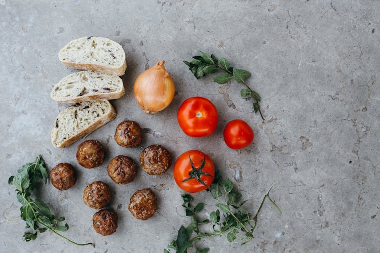 Food Presentation On Concrete Surface