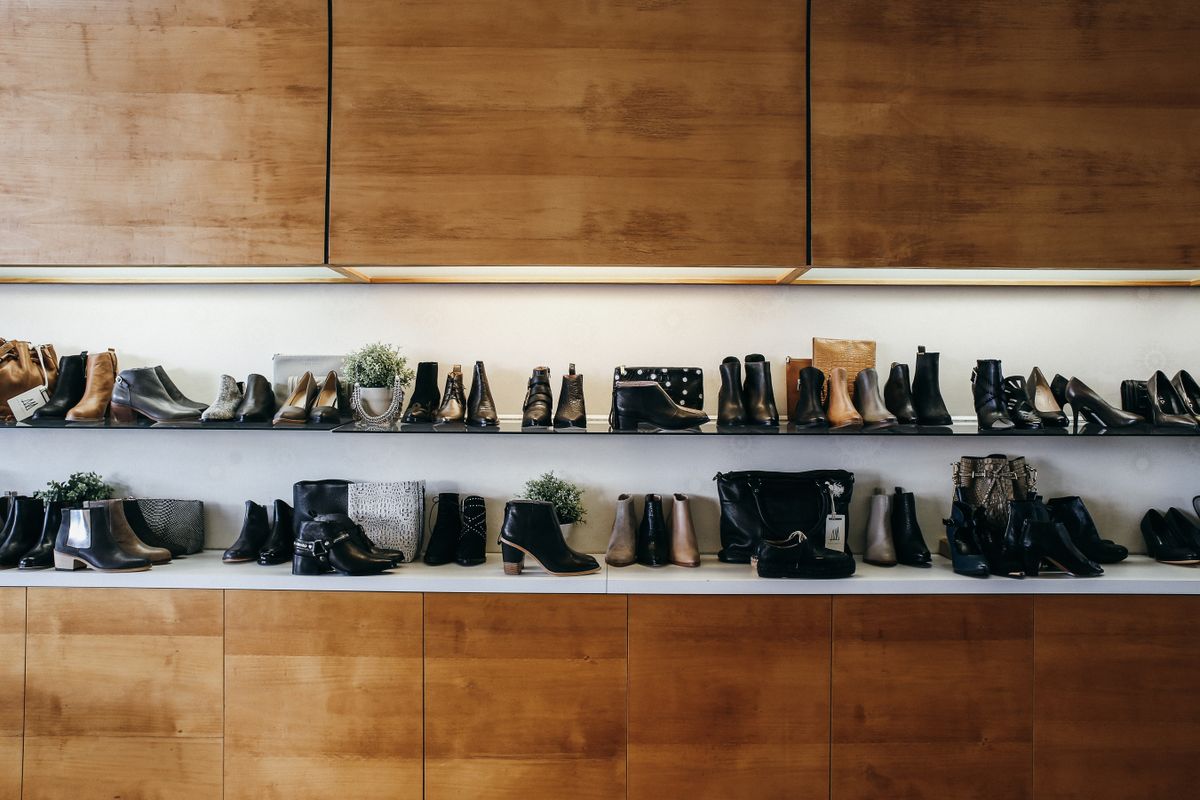 Shoes displayed in a modern boutique
