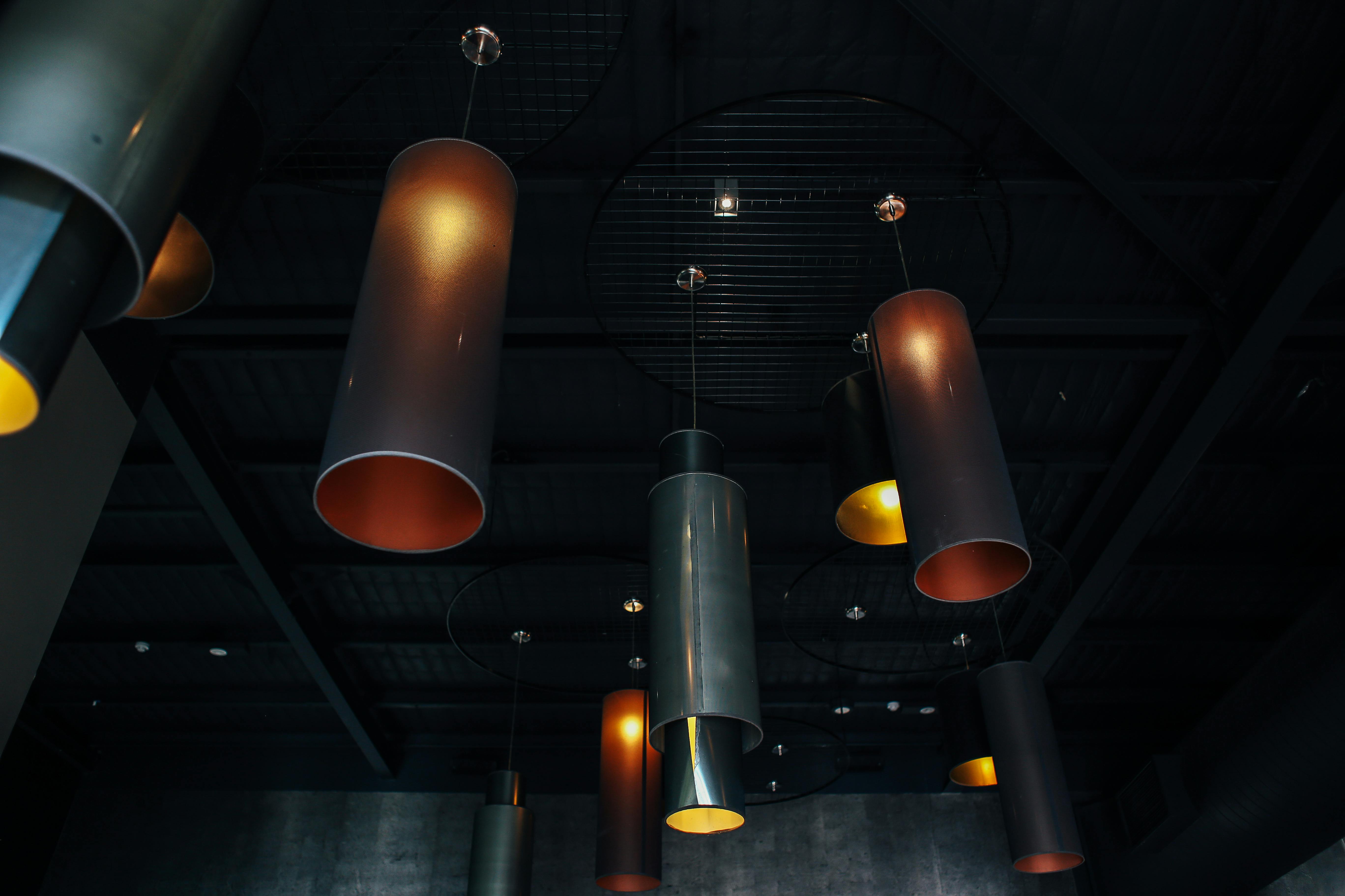 tube pendant lights on the ceiling