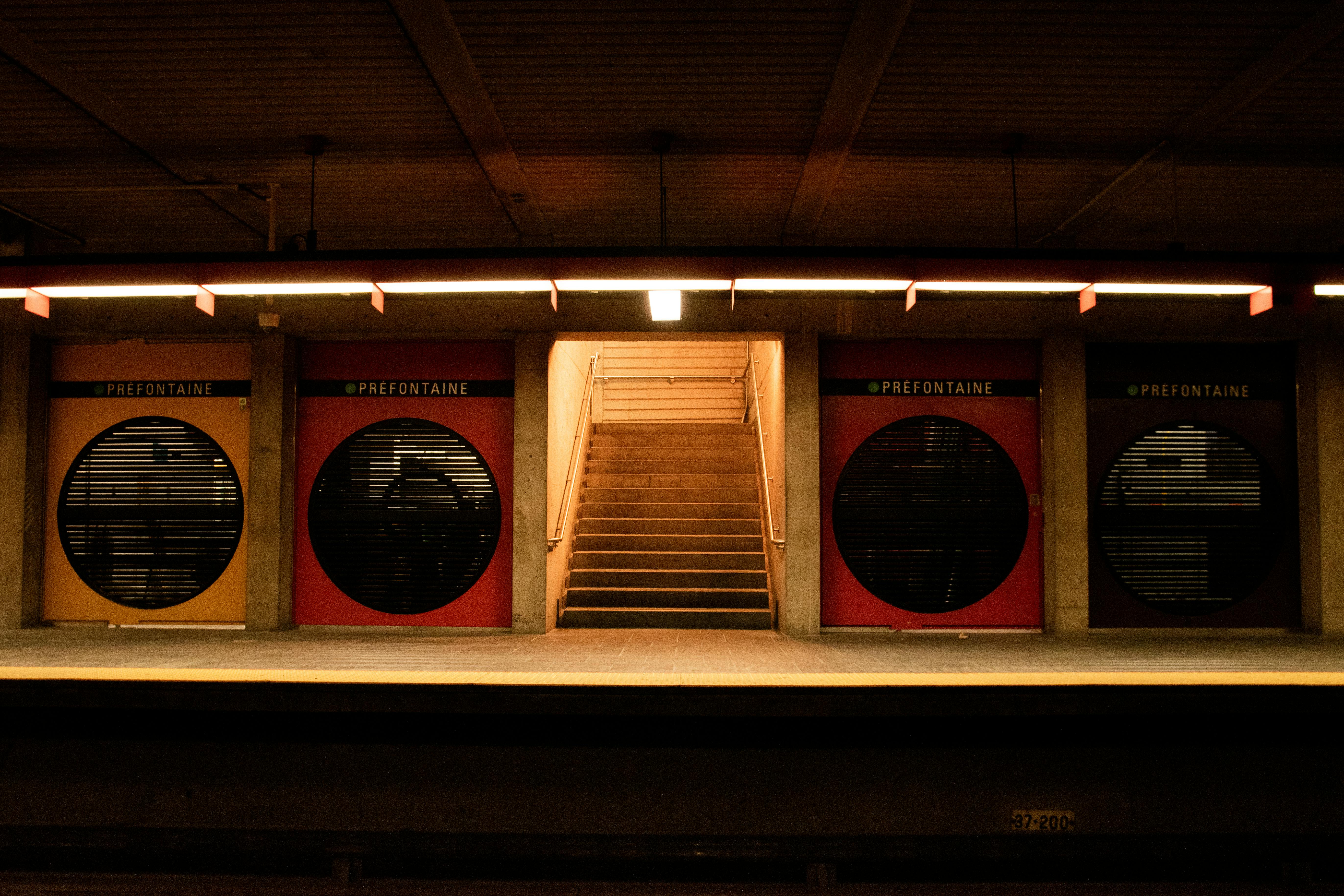 Free Platform of Prefontaine Metro Station in Montreal, Quebec Stock Photo