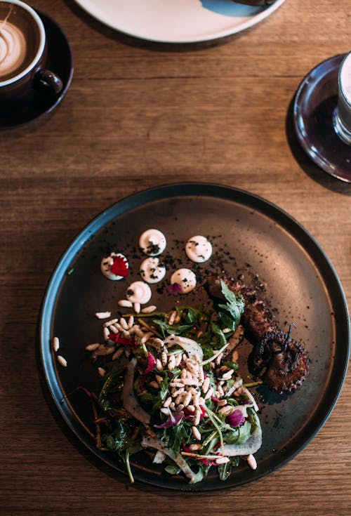 Vegetable Salad on Brown Plate