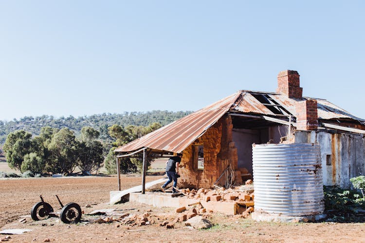 Abandoned House Ruin In A Desert