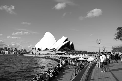 Black and White Photo of Sydney Opera