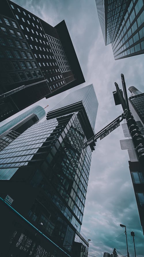 Free Low Angle Shot of Contemporary Skyscrapers Stock Photo