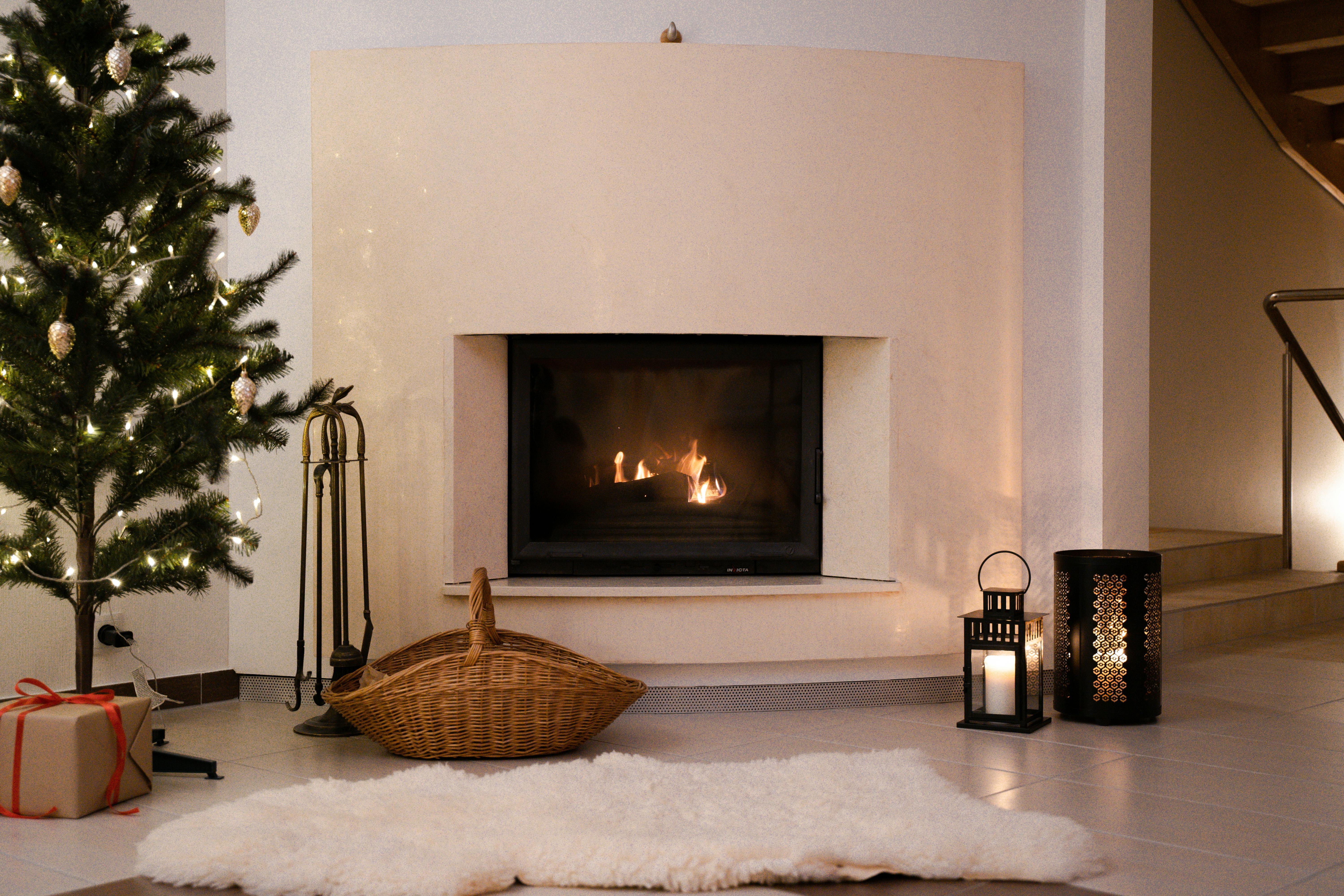 A modern fireplace