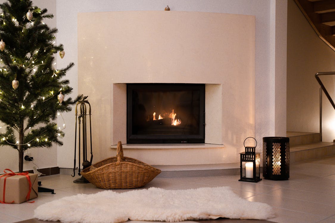 An image of a fireplace in the living room