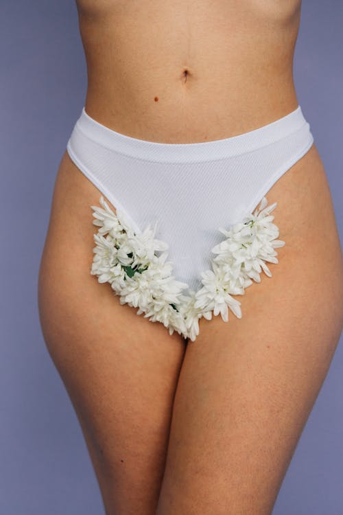 Woman Wearing White Panty with White Flowers · Free Stock Photo
