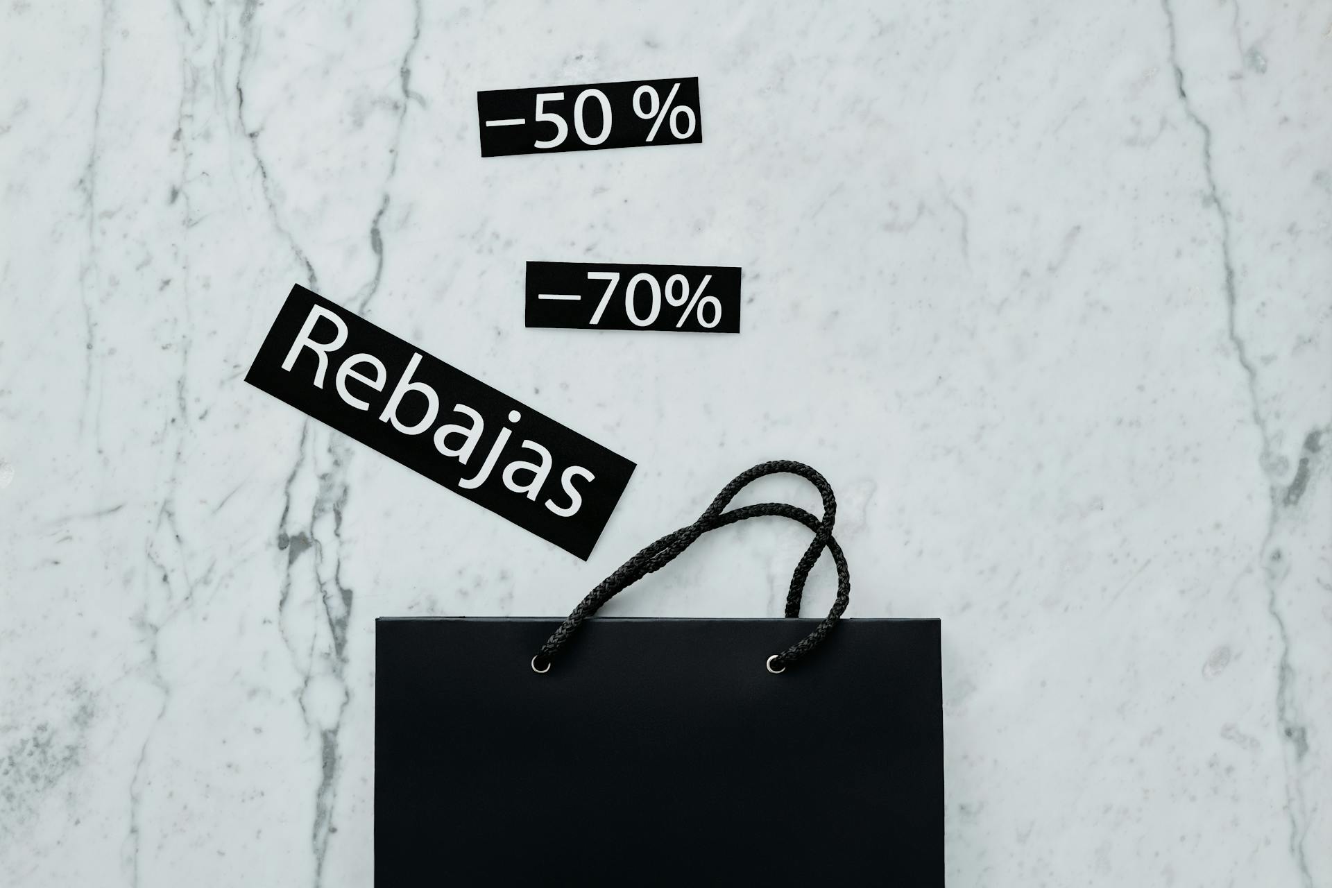 Black Paper Bag And Discount Tags