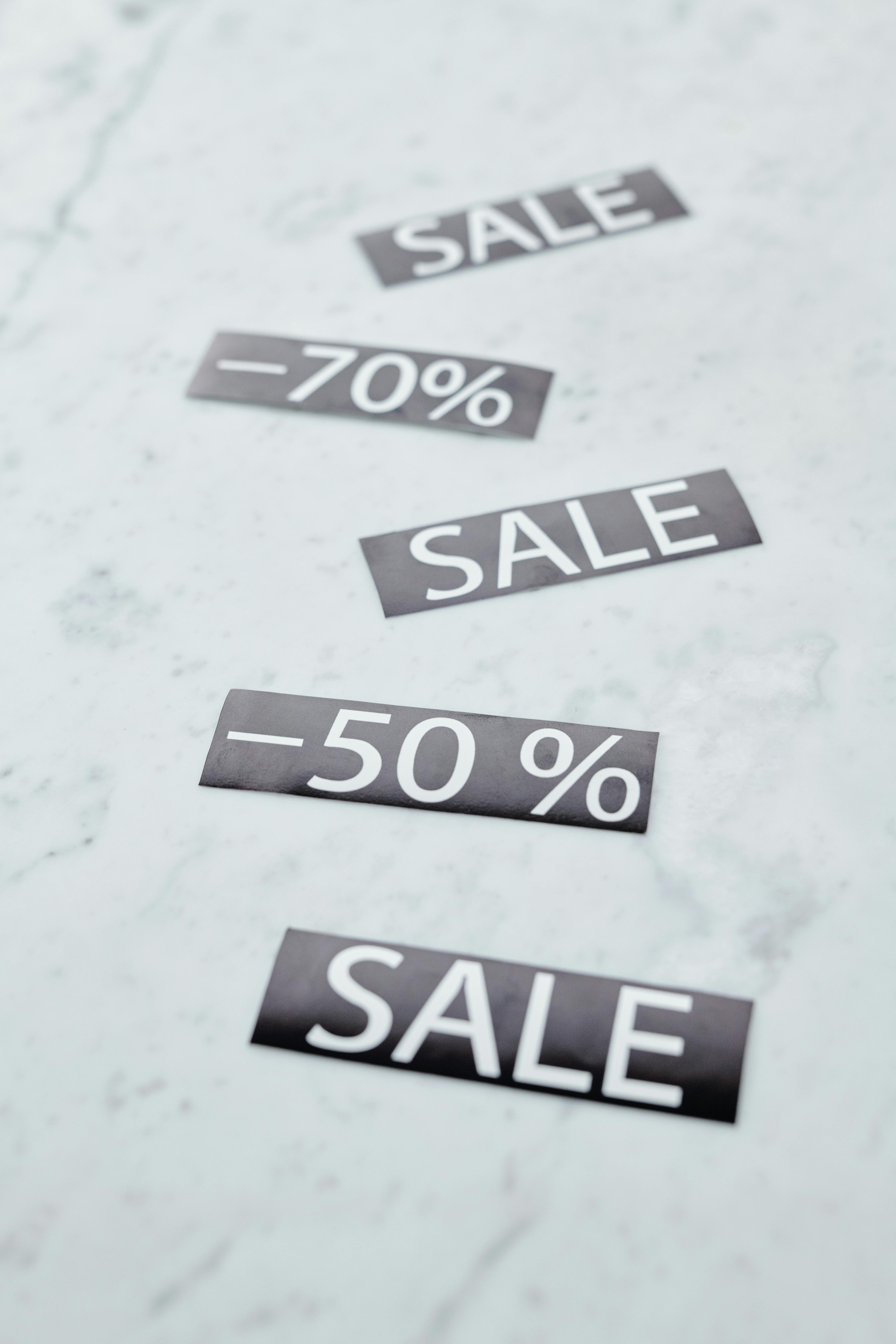 discount percentages and sale sign