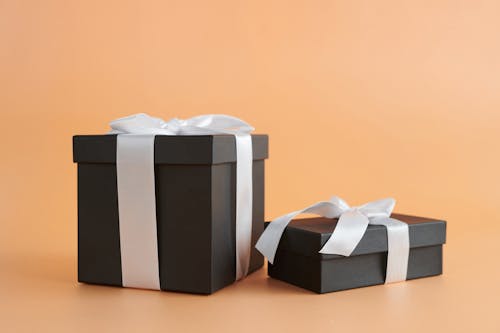 Close-Up Shot of Black Gift Boxes