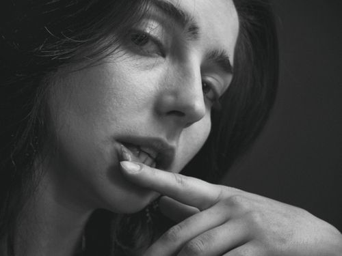 Free Close-up black and white portrait capturing emotion and expression. Stock Photo