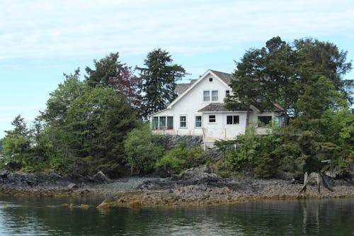 Foto d'estoc gratuïta de arbres, casa del llac, davant del mar