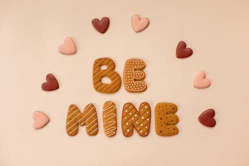 Free Arrangement of letter cookies on surface Stock Photo
