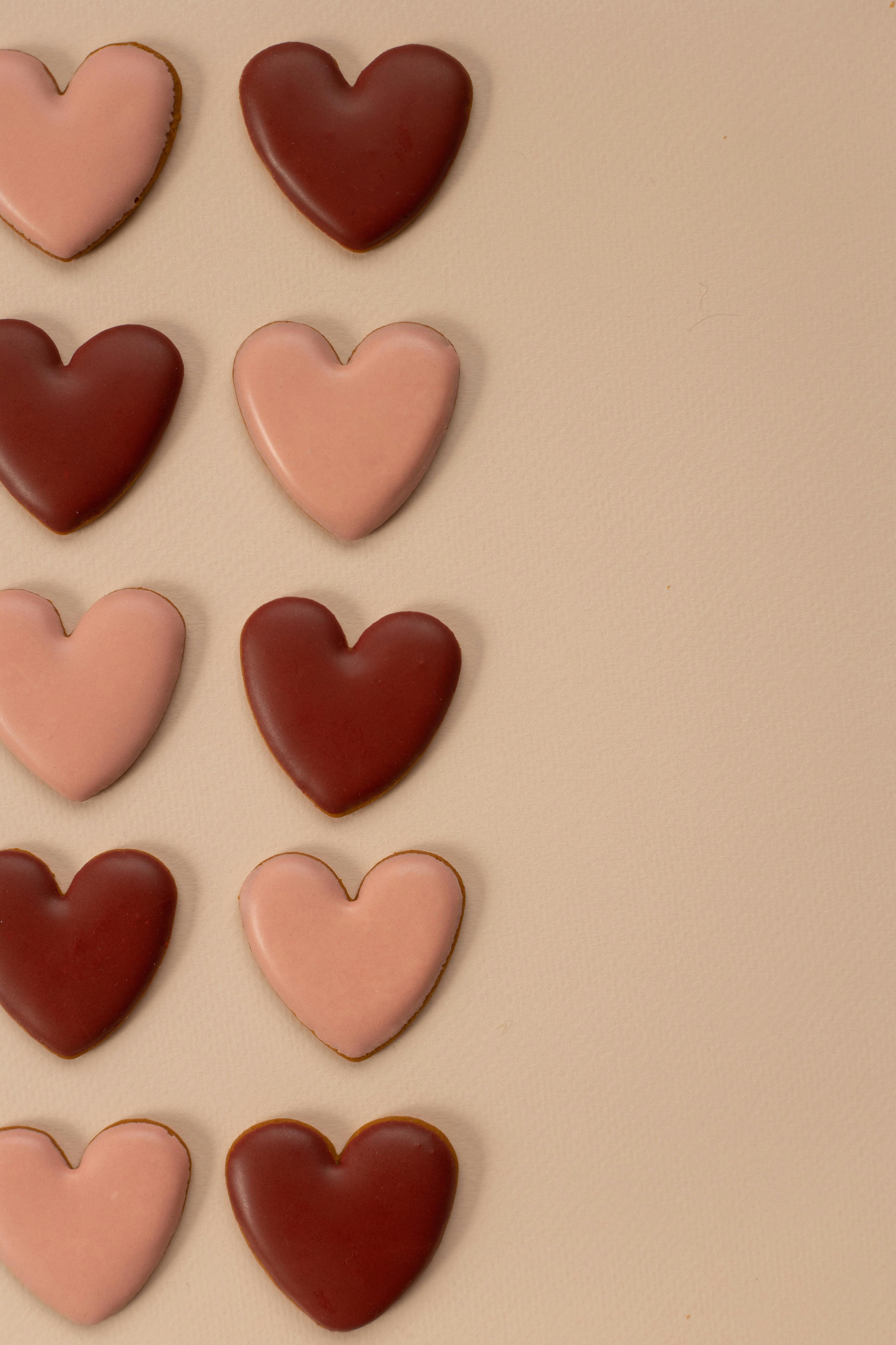 lines of heart shaped cookies