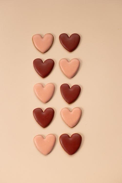 Set of heart shaped cookies