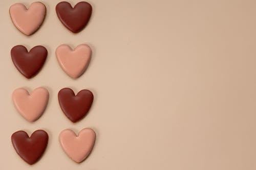 Arrangement of heart shaped candies