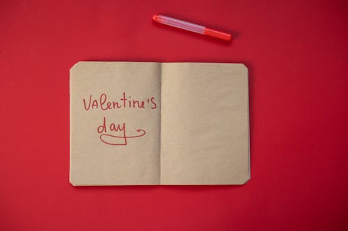 Paper notepad with inscription during Saint Valentines day