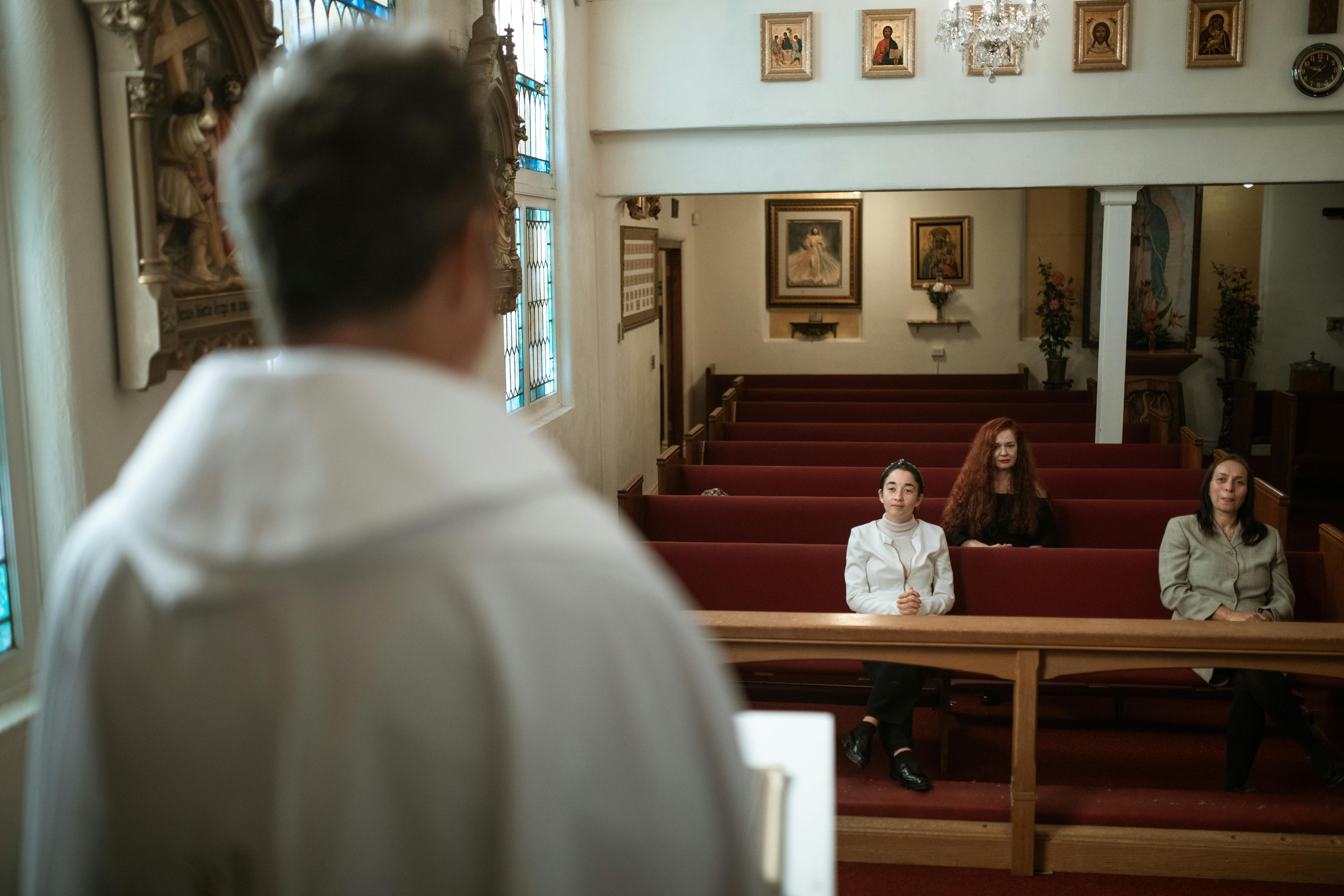 People Sitting On The Church Pews Free Stock Photo   Pexels Photo 5875100 