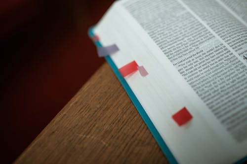 Close-Up Shot of an Open Bible