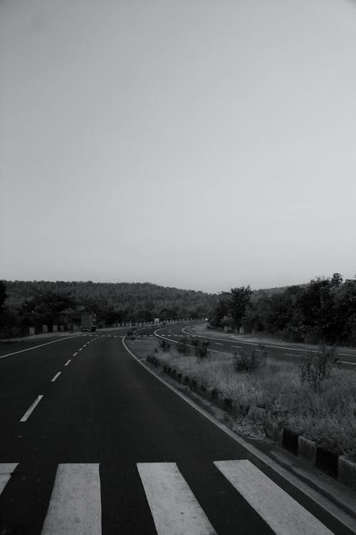 Black and White Landscape With Road