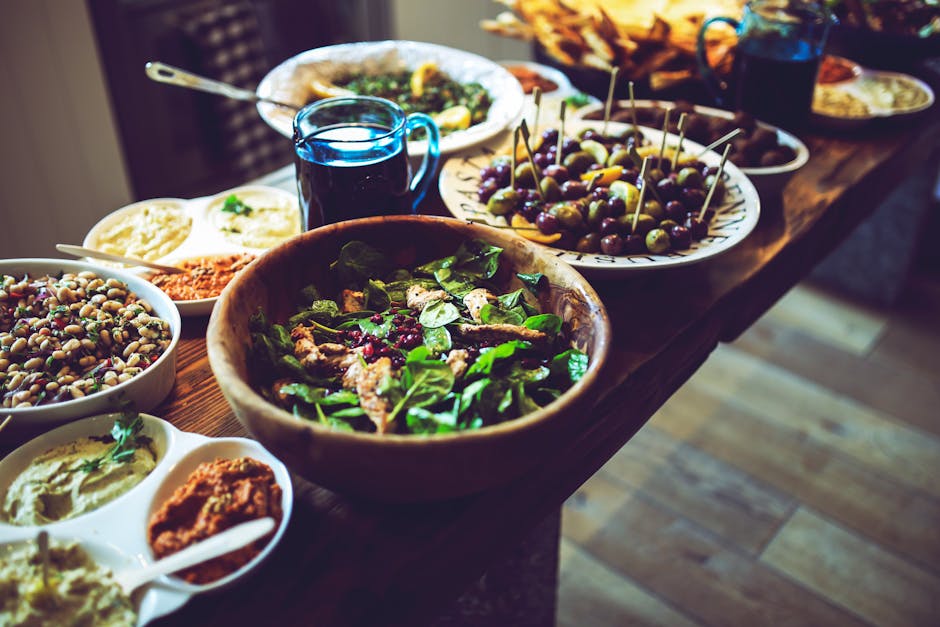 Meja makan siang / salad