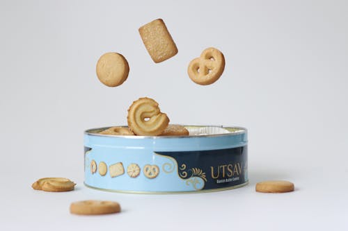 Free A Product Photography of a Box of Danish Butter Cookies Stock Photo
