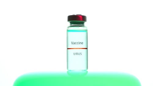 A Close-Up View of a Vaccine Vial on White Background