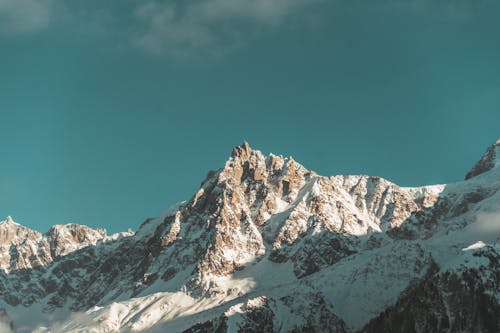 Landscape of a Snowcapped Mountain Under Blue SKy